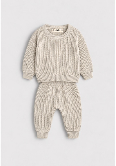 Cigit Selanik Triko Takım 1-5 Yaş Naturel