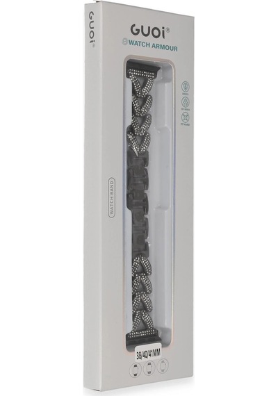 Newface - 905 - Apple Uyumlu Watch 38mm Node Taşlı Kordon - Myceshop - - Siyah