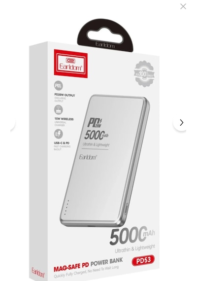 Earldom Pd53 5.000 Mah 15w Kablosuz Şarj Ve 20w Type-c Çıkışlı Pd Hızlı Şarj Powerbank - Gümüş 1