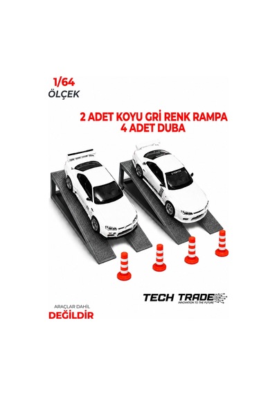 1/64 Ölçek Diorama 2 Adet Koyu Gri Rampa + 4 Adet Duba
