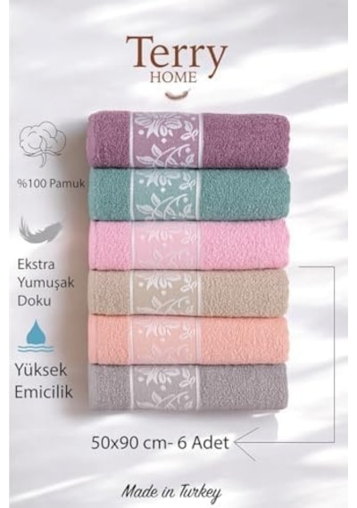 Sare Organik Pamuklu 6 Adet El-yüz Havlu Seti 50x90 Cm 4 Renk