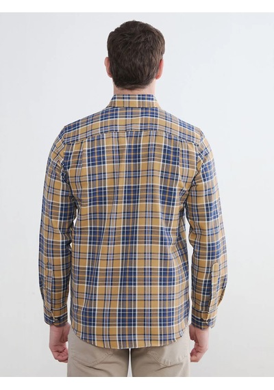Lc Waikiki Sarı Regular Fit Ekose Desenli Gabardin Erkek Gömlek