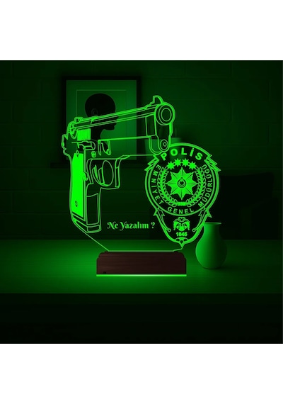 Luvivia Polise Hediye Polis Logo Kişiye Özel 3d Lamba - Masa Gece Lambası V2 Şeffaf