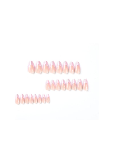 Pembe French Simli Badem Takma Tırnak Seti 24 Adet