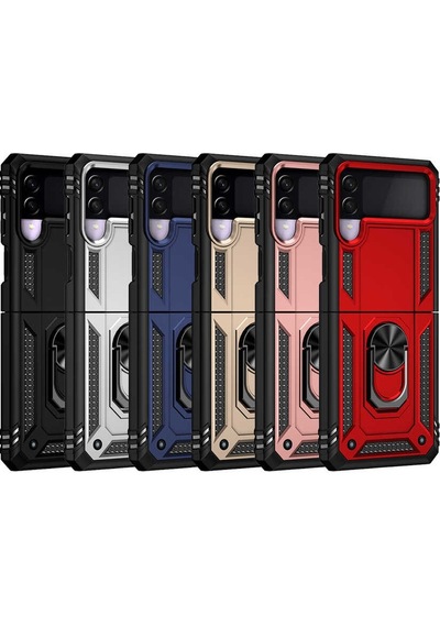 Rba Aksesuar Galaxy Uyumlu Z Flip 3 Kılıf Rba Vega Kapak - Siyah Siyah
