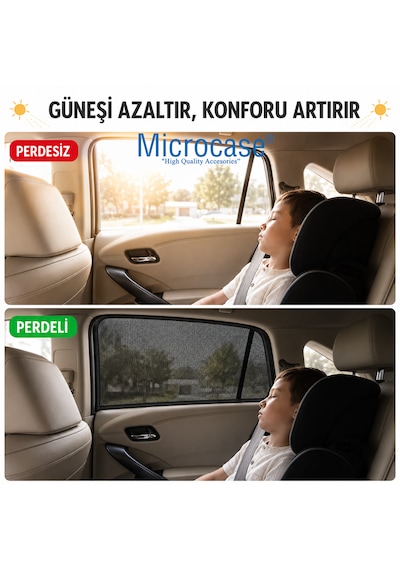 Microcase Pratik Geçmeli Oto Yan Cam Perdesi Araba Arka Güneşlik 2 Adet Al5624 1