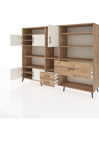 Hyperion Dolap 13 Raflı 3 Çekmeceli 5 Kapaklı 220x44x163 Çam-ayta Çam-aytaşı/çam