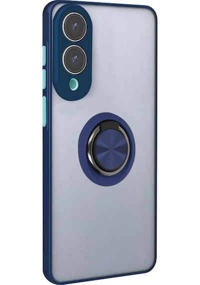 Gld-spt- Newface Samsung Uyumlu Galaxy S25 Edge Kılıf Montreal Yüzüklü Silikon Kapak - Lacivert
