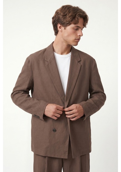 Oversize Lyocell Karışımlı Takım Kahverengi
