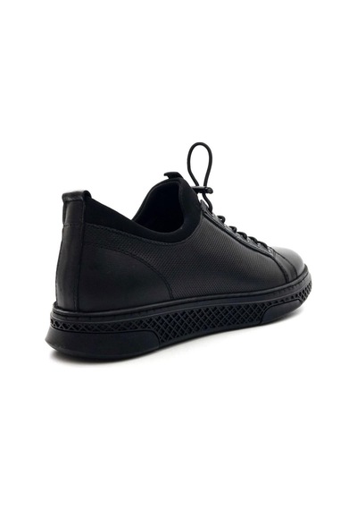 Komcero 3y0461 Streçli Deri Hafif Erkek Sneakers Ayakkabı Siyah