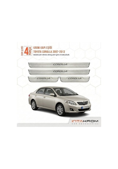 Toyota Corolla 2007-2013 Uyumlu Satine Krom Kapı Koruma Eşiği 4 P