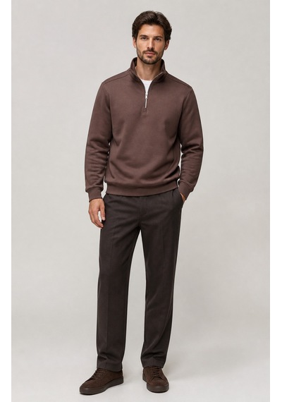 Redline Runi Basic Regular Fit Pamuklu Kışlık Sweatshirt Kahve