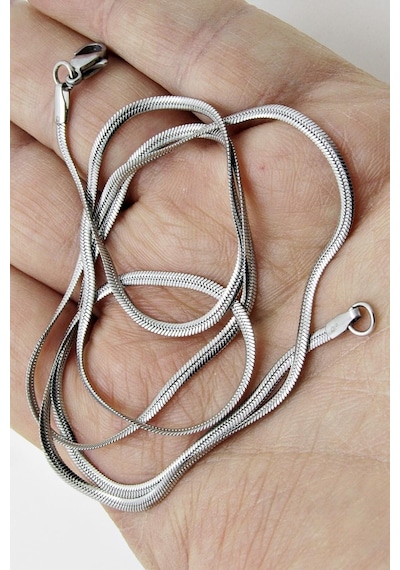 Yassı Model Snake Yılan Kolye Erkek Çelik Kolye Zincir Eck03 (374690265) Beyaz