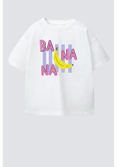 Monila Kız Çocuk Pamuklu Bisiklet Yaka Baskılı T-shirt Ekru