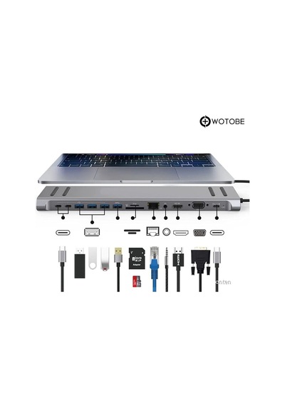Pc Apple Uyumlu MacBook 14'ü 1 Arada Type-c Multifonksiyonel Dönüştürücü Hub