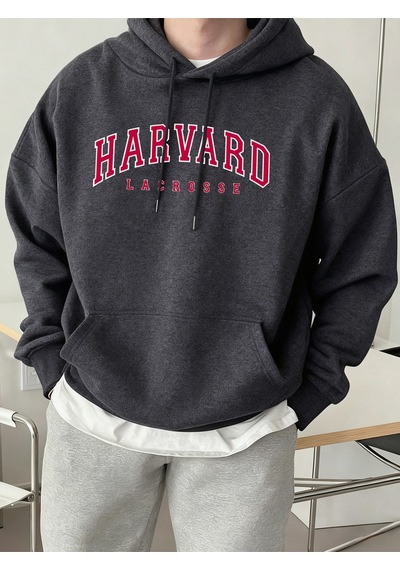 Startmore Startmoreharvard Lacrosse Baskılı Kapüşonlu Üst Erkek Yumuşak Moda Tişörtü Spor Rahat Sokak Giysisi Te Antrasit