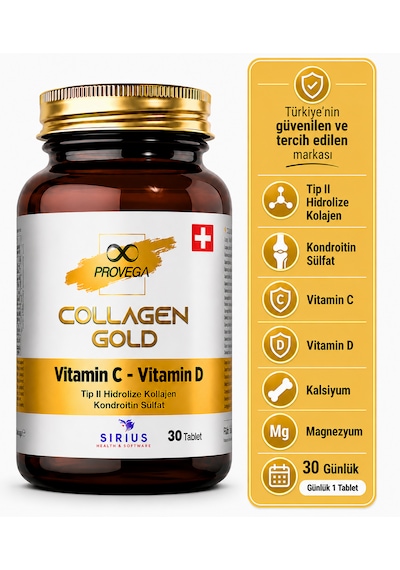 Provega Collagen Gold Kolajen MSM Vitamin C ve D Vitamin 30 Kapsül