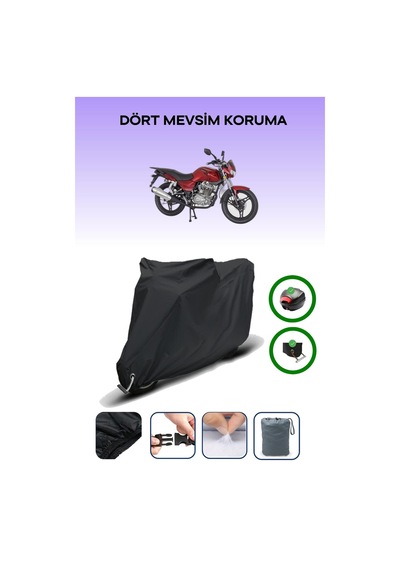 Siyah Arka Çanta Ve Kilit Uyumlu Mondial 125 Mh Uyumlu Motor Brandası