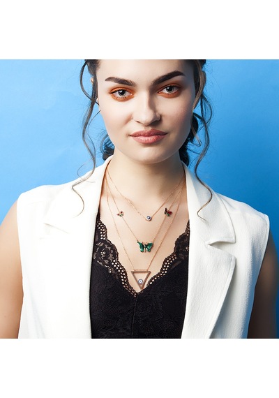 Kuyumcudukkani Nazarlık İkili Kolye -37234-r-blu Rose Gold