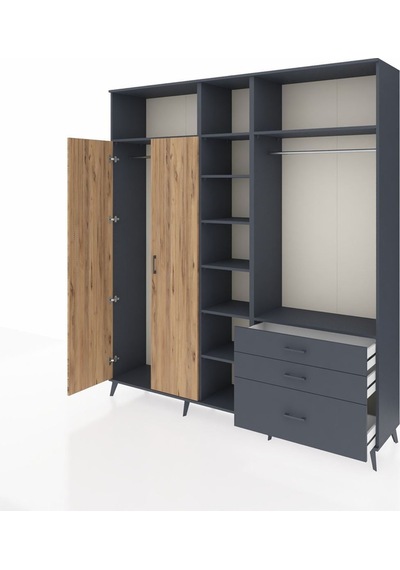 Hyperion Dolap 9 Raflı 3 Çekmeceli 2 Askılı 220x44x243 Antrasit-çam/antrasit Atlas Çam/antrasıt Hyperion Dolap 9 Raflı 3 Çekmeceli 2 Askılı 220x44x243 Antrasit-çam/antrasit Atlas Çam/antrasıt