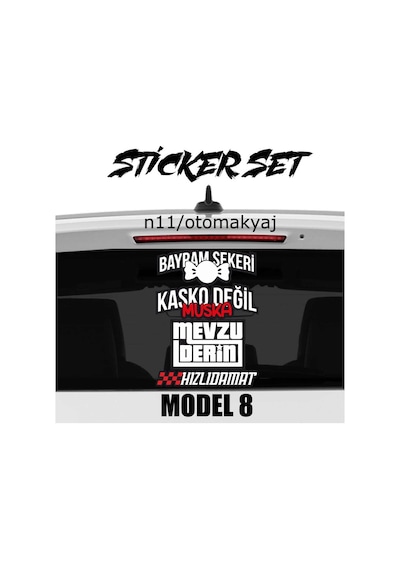 Araba Arka Cam Yazısı Sticker Komik Hırçın Ukala Çeşitli