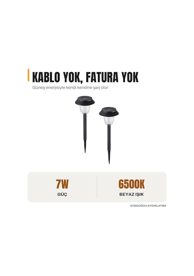 Noas 7w Miranda Solar Bahçe Armatürü 40 Cm Beyaz 6500k - Yl74-1021-s