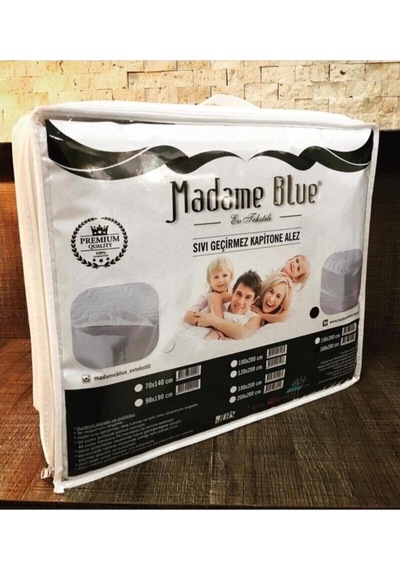 Madame Blue Kapitone Fitted Sıvı Geçirmez Yatak Koruyucu Alez 100x200 Beyaz
