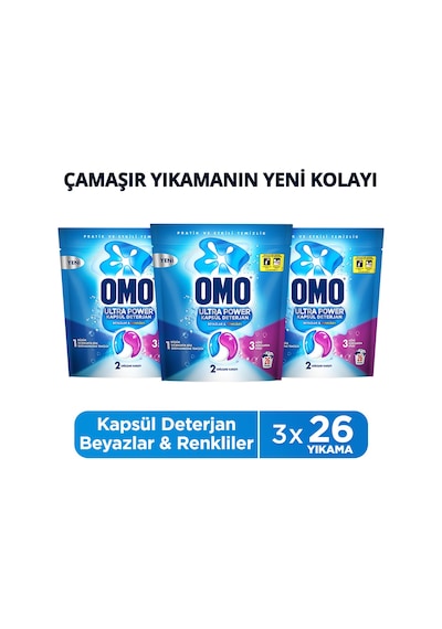 Omo Ultra Power Kapsül Deterjan Beyazlar Ve Renkliler 26 Yıkama X3 Diğer