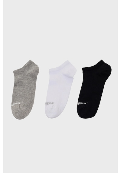Skechers Pamuklu Logolu 3 Pack Çorap Unisex Çorap S2520315-4183 Siyah-gri-beyaz