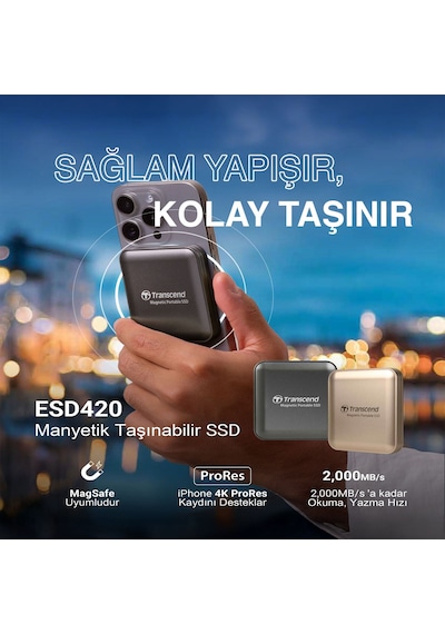 Transcend Ts1tesd420g 1tb, Usb,type C, 20gbps, 2000mb/s Magsafe Taşınabilir Harici Ssd - Gold