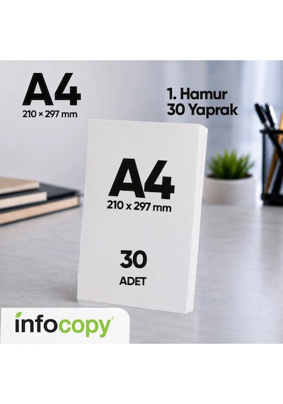 İnfocopy Fotokopi Kağıdı Premium Kalite A4 30 Yaprak 1. Hamur 1 Paket