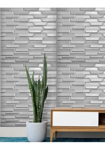Tek Parça 70x500cm 1 Adet Gri Piramit Opak Model Yapışkanlı Ev Ofis Salon Duvar Paneli Kağıdı Nw65