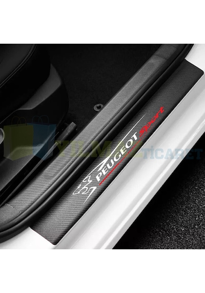 Peugeot Sport Karbon Kapı Eşiği Koruma Oto Sticker Etiket 4 Parça