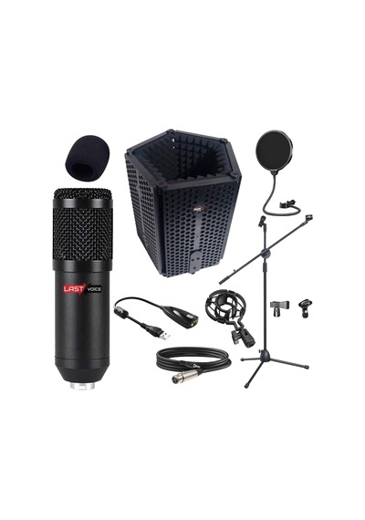 Lastvoice BM800PF Mikrofon Yalıtım Paneli Stand Filtre Shock Mount Set