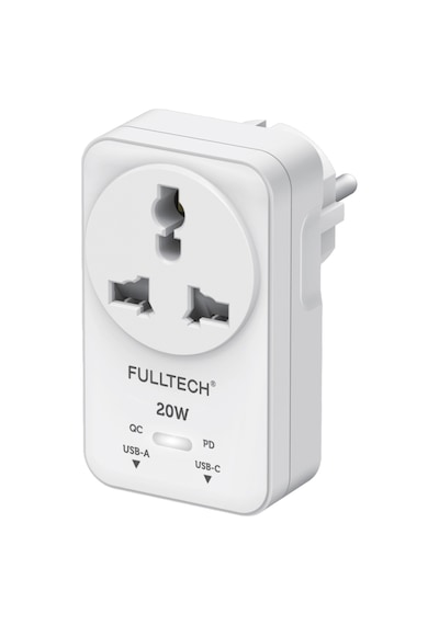 Fulltech Ftr-27 20w Pd Hızlı Şarjlı Akım Korumalı Kompakt Priz Beyaz Usb-c & Usb-a Çıkışlı 2500w G Kablosuz