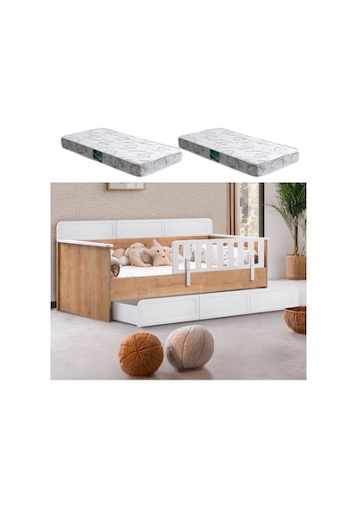 Yavrulu Karyola, Mira Yavrulu Montessori Karyola - Ceviz + 2 Adet Comfort Yatak Yavrulu Karyola, Mira Yavrulu Montessori Karyola - Ceviz + 2 Adet Comfort Yatak