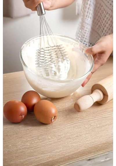 Lüks Örgülü Paslanmaz Çelik Çırpıcı & Profesyonel Hamur Ve Sos Karıştırıcı 32 Cm Siyah