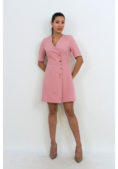 Dorne Moda Premium Gold Düğme Detaylı Mini Elbise - Düğün - Mezuniyet - Ofis Şıklığı Pembe Pembe Dorne Moda Premium Gold Düğme Detaylı Mini Elbise - Düğün - Mezuniyet - Ofis Şıklığı Pembe Pembe