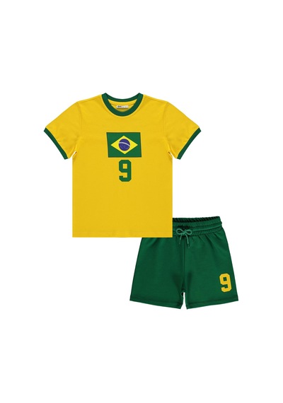 Civil Boys Brazil Baskılı 2'li 6-9 Yaş Takım - Pamuk Forma - Sarı