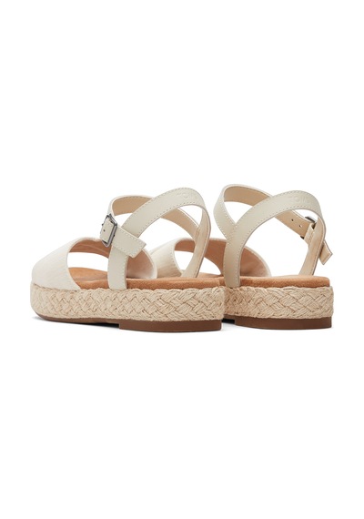 Sandalet Kadın 10020768 Toms Abby Woven/leatherl Natural Slubby Krem