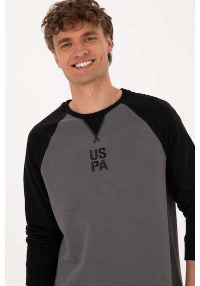 U.S. Polo Assn. Erkek Bisiklet Yaka Regular Fit Siyah İnce Sweatshirt 50315420-VR046
