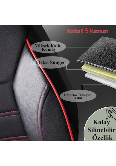 Z&c Maxtech Dacia Duster Uyumlu Özel Tasarım Oto Koltuk Kılıfı Seti Simple