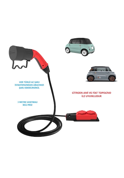 Bemis Citroen Ve Fiat Topolino Uyumlu  C2L Ikili Ac Şarj Kablosu