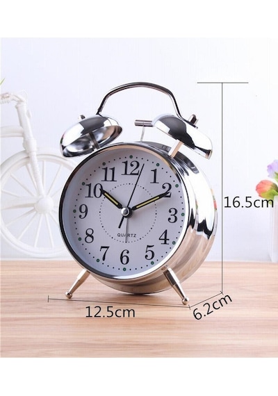 Valkyrie Akar Saniyeli Nostaljik Büyük Boy Masa Çalar Saat Yüksek Alarm Sesi 16,5cm Hediyelik Işıklı Parlak Akrep Yelkovan