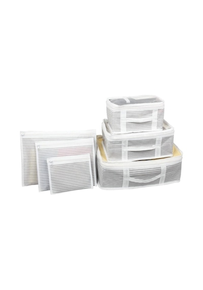 Bavul İçi Organizer Düzenleyici Çizgili Seyahat Çantası 6 Parçalı Set Renkli