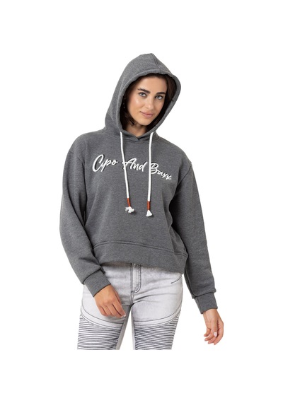 Cipo & Baxx Kadın Basic Grafik Baskılı Uzun Kollu Sweatshirt Wl351 Antrasit