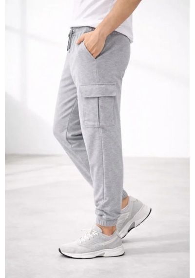 Efnaz Style Erkek Jogger Eşofman Altı Regular Fit , Kargo Cepli, Lastikli Paça, Günlük Spor Pantolon - Gri