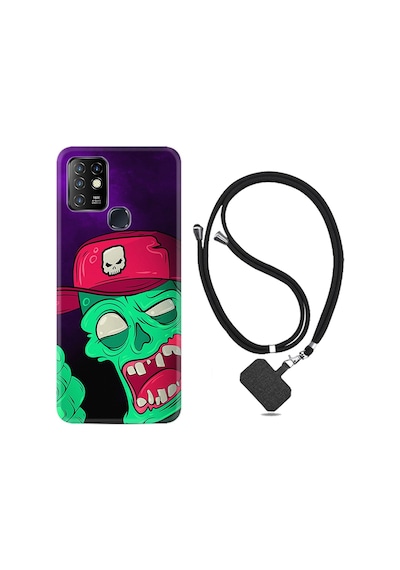 Infinix Hot 8 Kılıf Boyun Askılı Green Face 1609
