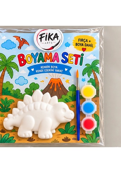 Dinozor Figür Rölyef Taş Tozu Boyama Seti