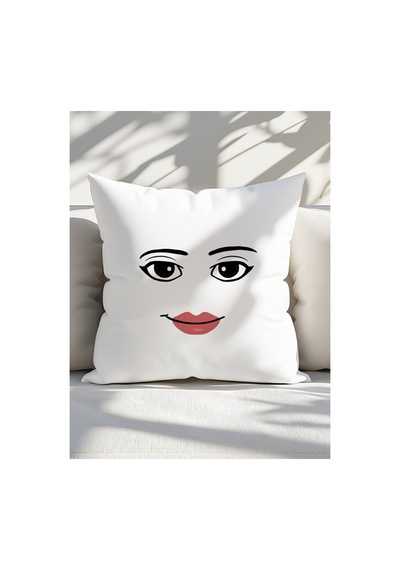 Roblox Woman Face Yastık Bej